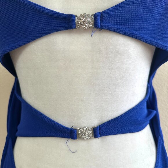 Jessica McClintock Royal Blue Cut-out Bodycon Evening Jewel Dress - Picture 5 of 8